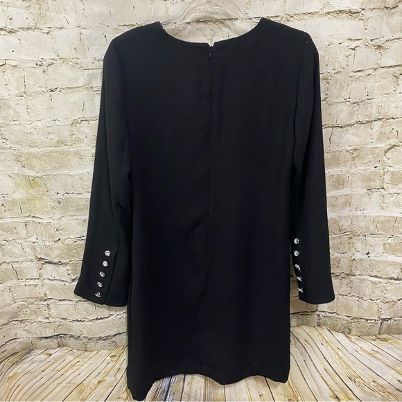 Talbots Black Crystal Jewel Button Long Sleeve Sheath Dress - Picture 4 of 6